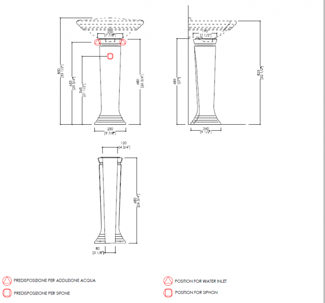 Devon&Devon Westminster Раковина 53.5х38.5 см, 1 отв., на пьедестале, цвет: белый