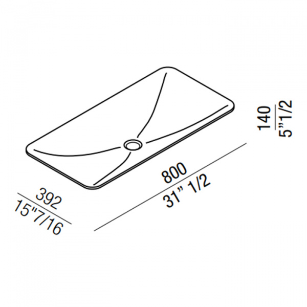 Agape Ottocento 002 Раковина 80x39.2x14 см, без отв., цвет: белый