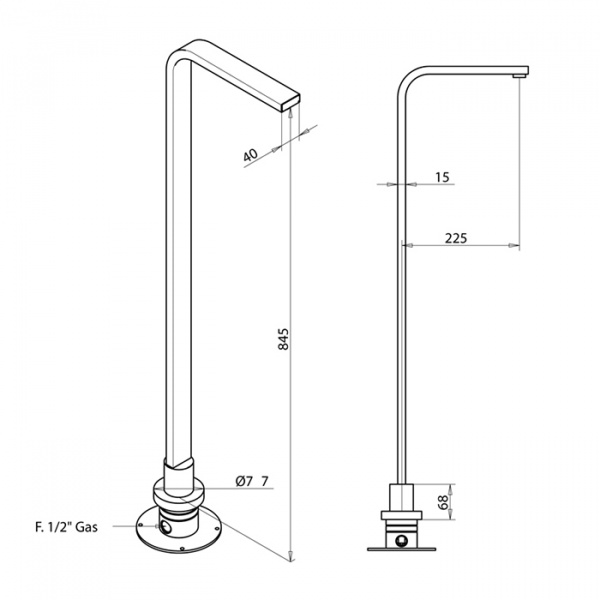 Излив для ванны напольный Bongio Myamix, цвет: черный матовый