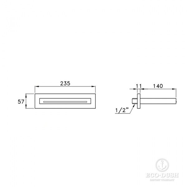 Stella Firenze Настенный каскадный излив для ванны/душа 0/254, цвет: хром