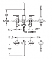 Смеситель на борт ванны с ручным выдвижным душем CEZARES SIESTA-F-BVD4-01