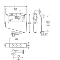 Armani Roca Island Термостат на борт ванны на 3 отв с панелью, ручным душем, наполнение через слив-перелив, цвет: brushed steel