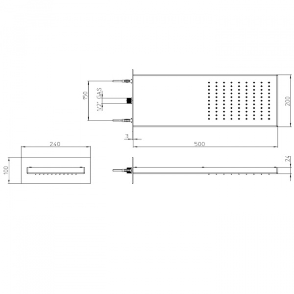 Bossini Manhattan Верхний душ 50х20см, настенный, цвет: хром