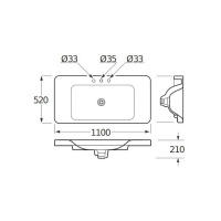 Armani Roca Baia Раковина 75x50 см, 3 отв., накладная, цвет: off-white