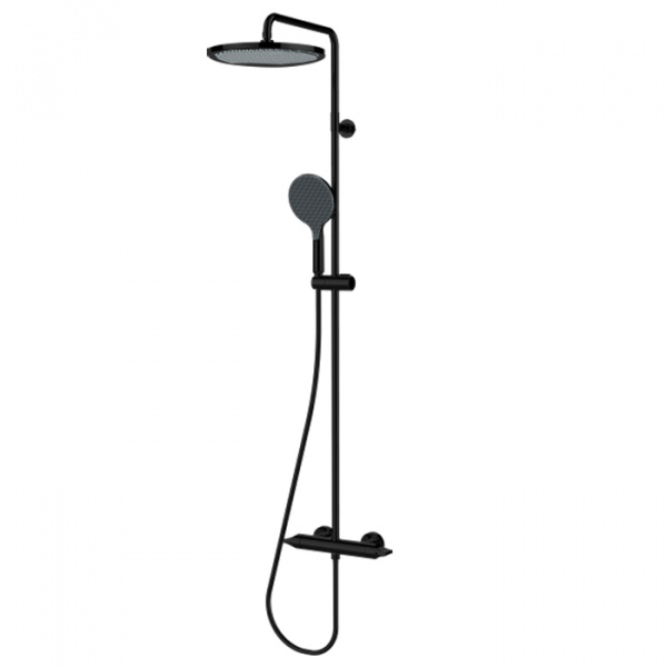 Bossini Apice Стойка для душа с термостатическим смесителем, верхним душем Ø280 мм., ручным душем и шлангом 1500 мм., цвет: черный матовый