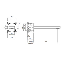 Antonio Lupi Indigo Излив для ванны, настенный, излив: 200мм, цвет: графит