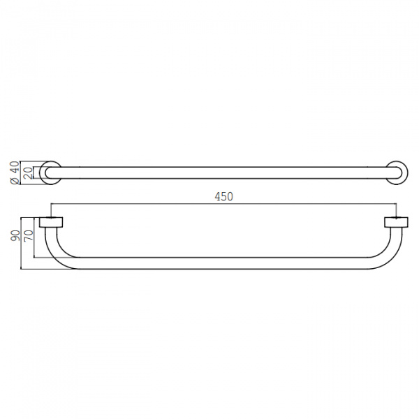 EMCO Rondo2 Держатель полотенец, 45см, подвесной, цвет: хром