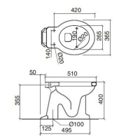 Sbordoni Neoclassica Унитаз 42х36.5см, со средней трубой, цвет: белый/никель