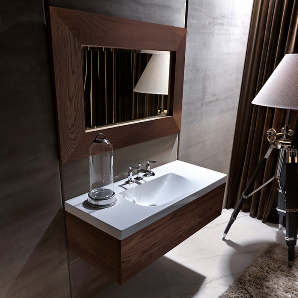 Kerasan Bentley Тумба подвесная из дерева, с раковиной 120x50, цвет: темный ясень