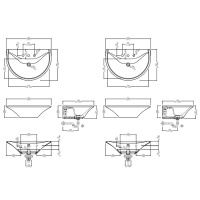 Devon&Devon Double Kalos Раковина 78.6х22.1х54.2 см, 3 отв., двойная, WHITE TEC, с донным клапаном, с колонной, фурнитура светлое золото, цвет: белый