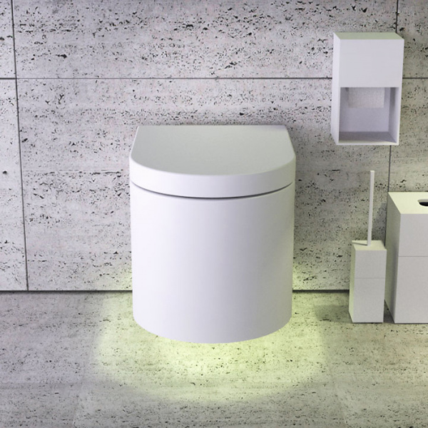 KNIEF Moon унитаз подвесной безободковый  59х39х36 см, с подсветкой ,  цвет: белый матовый