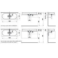 Laufen Sonar Раковина 100x37х13 см, без отв., двойная, без перелива, цвет: белый