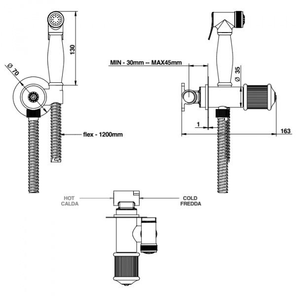 Bongio Гигиенический душ, цвет: золото