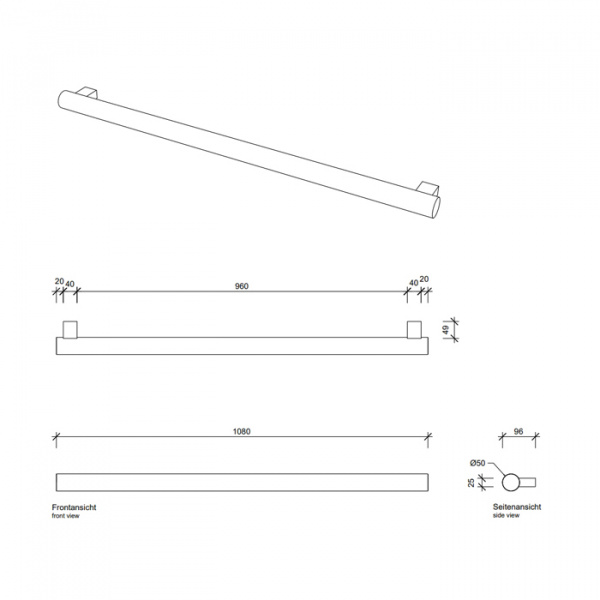 Decor Walther Tube HTE5108 Полотенцедержатель 108см, подвесной, цвет: хром