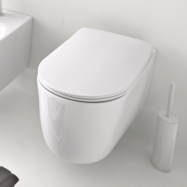 Kerasan Nolita Унитаз безободковый подвесной 55х35 см, с креплениями WB9N, цвет: белый глянцевый