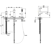 Gessi Rettangolo K Смеситель для ванны на 3 отверстия, с встроенным в излив переключателем и ручным душем, цвет: хром