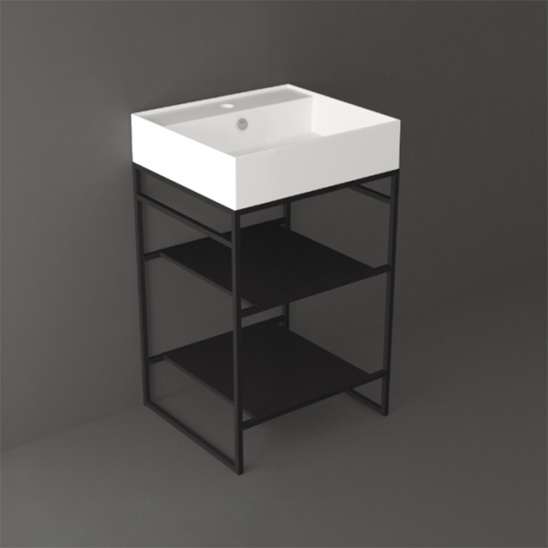 Simas Agile Структура металлическая 51x46xh72см, напольная, для раковины с 1 отв., AG51, с 2 полками, цвет: черный матовый