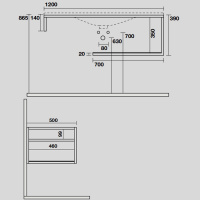 Kerasan Shape Louise Металлическая структура для раковины 122х52см, подвесная, цвет: белый/черный матовый