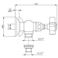 Nicolazzi Dames Anglaises Запорный вентиль для стиральной машины 3/4 вкл. внутр часть, цвет: золото