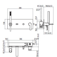 Gattoni Color Смеситель встроенный для ванны с ручной лейкой, цвет: хром