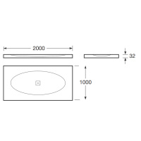 Armani Roca Baia Душевой поддон 200х100х3.2см с боковым сливом, с anti-slip, мат-л: Stonex, цвет: greige