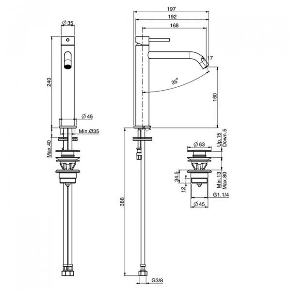 Carlo Frattini Spillo Up Смеситель на раковину XS, цвет: хром