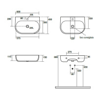 Kerasan Nolita Раковина 60х45 см, 1 отв., подвесная/накладная, цвет: коричневый орех