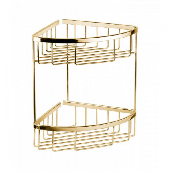 Полочка двойная угловая Bongio, подвесной, цвет: золото 24к.