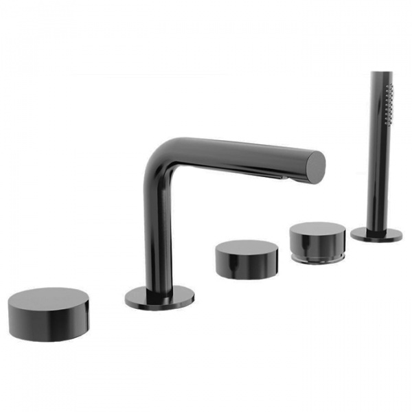Fantini AF/21 Набортный смеситель для ванны, 5 отв., излив: 155 мм, цвет: Matt Gun Metal PVD
