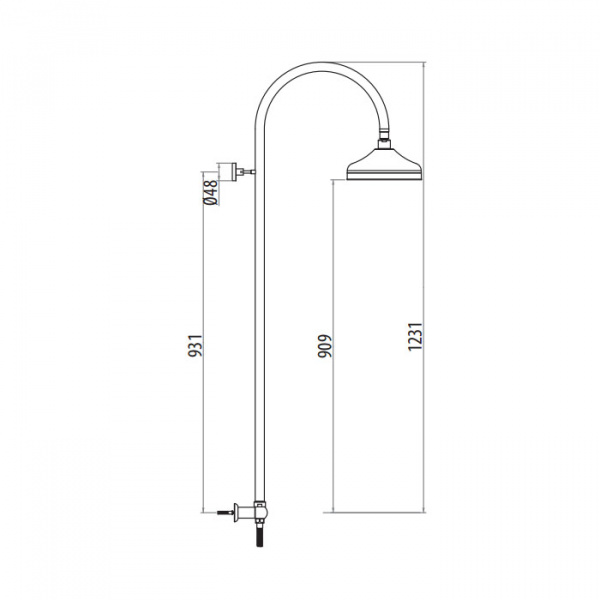 Gattoni PD Душевая колонка с верхним душем 200мм (с шланговым подсоединением), цвет: хром