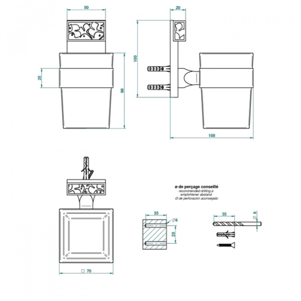 THG Ginkgo Стакан, подвесной, цвет: золото/хрусталь