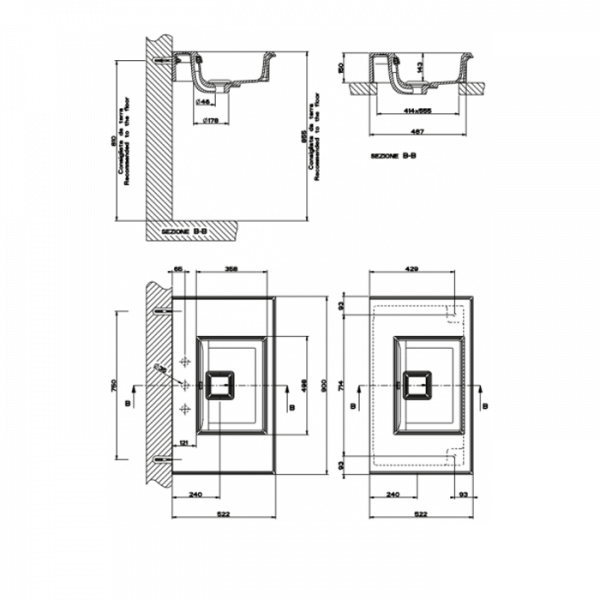 Gessi Eleganza Раковина-консоль 90x52 см, 3 отв., цвет: белыйRAL