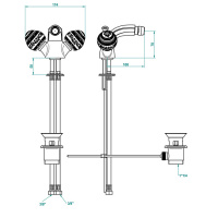 THG Marquise porcelaine noire Смеситель для биде, 1 отв., цвет: золото/черный фарфор