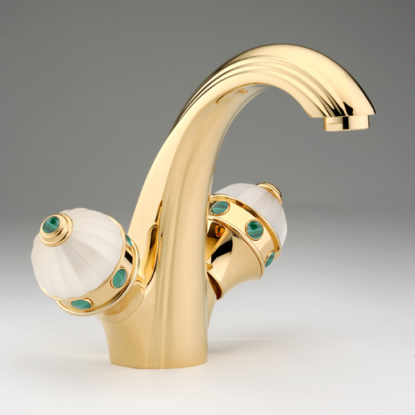 THG Amboise Malachite Смеситель для раковины, 1 отв., цвет: золото/малахит