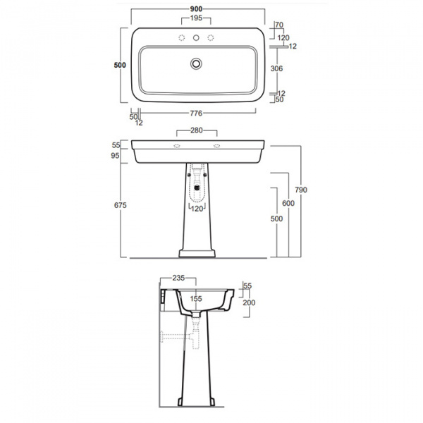 SIMAS Evolution Раковина 90х50 см, 1 отв., цвет: белый