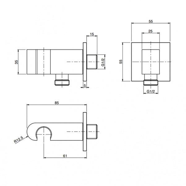 Carlo Frattini Switch Держатель для душа с подводом воды, цвет: черный матовый