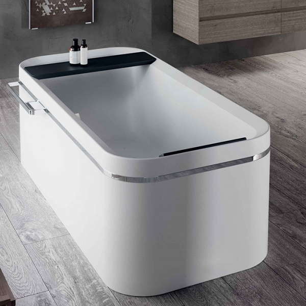 Novellini Divina F Ванна отдельностоящая 180х80х63cм., с полкой и полотенцедержателем, смеситель, слив-перел