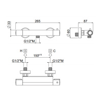 Carimali Rigoletto Термостатический смеситель для душа, латунный, 1 выход, цвет: хром