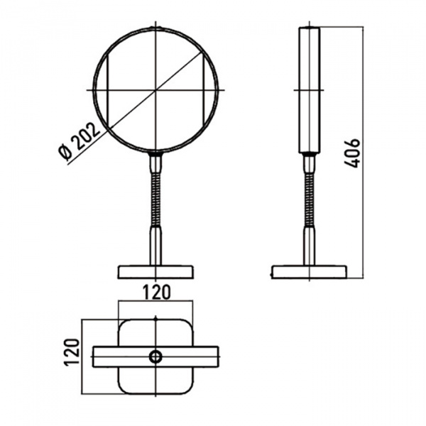 EMCO Prime Зеркало косметическое, LED, Ø202мм, настольн., snoer, 3x/7x кратное увеличение, цвет: хром