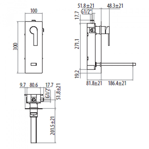 Gattoni Color Смеситель встроенный для раковины на коробке вертикальный, цвет: хром