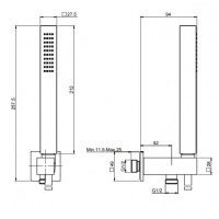 Carlo Frattini Wellness Душевой комплект настенный, в комплекте: ручной душ, шланг 1500мм., настенный держатель, цвет: черный матовый