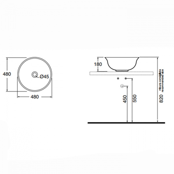 AZZURRA JUBILAEUM Раковина 45х18 см, без отв., цвет: белый