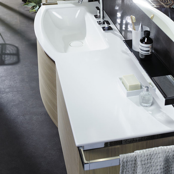 Burgbad Yso Комплект подвесной мебели 158x49x45 см, с круглым керамическим умывальником. раковина слева,  цвет: аутентичный дуб