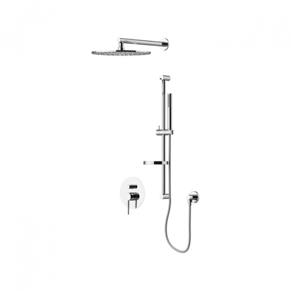 Gattoni Circle Two Комплект Смеситель встроенный, верхний душ 250мм, стойка с ручным душем, цвет: хром