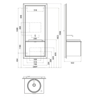 EMCO Touch 600 slim Комплект мебели с выдвижным ящиком, черный/черный