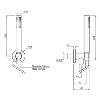 Antonio Lupi Bikappa Ручной душ с держателем и настенным выпуском, шланг 150 см., цвет: хром
