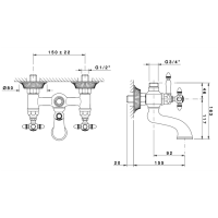 Nicolazzi Impero Смеситель для ванны настенный для душевой стойки на 2 отверстия, излив: 155 мм,  цвет: хром