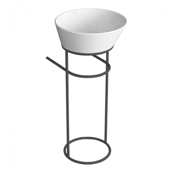 Simas Wave Структура металлическая напольная 30х40х75 см, с раковиной без отв. под смеситель, цвет: черный матовый