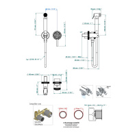 THG Hirondelles Platinum Stamped Гигиенический душ со встраиваемым смесителем, настенный, цвет: хром