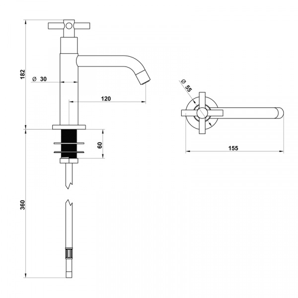 Смеситель для питьевой воды Bongio T Cross, цвет: хром